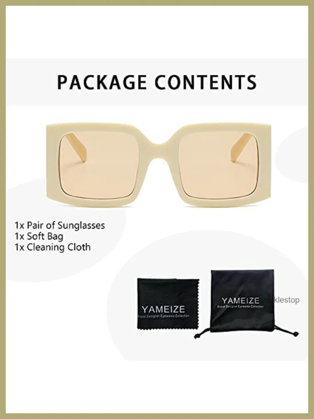 Vintage Oversized Square Sunglasses Women Men UV400 Protection Retro Trendy